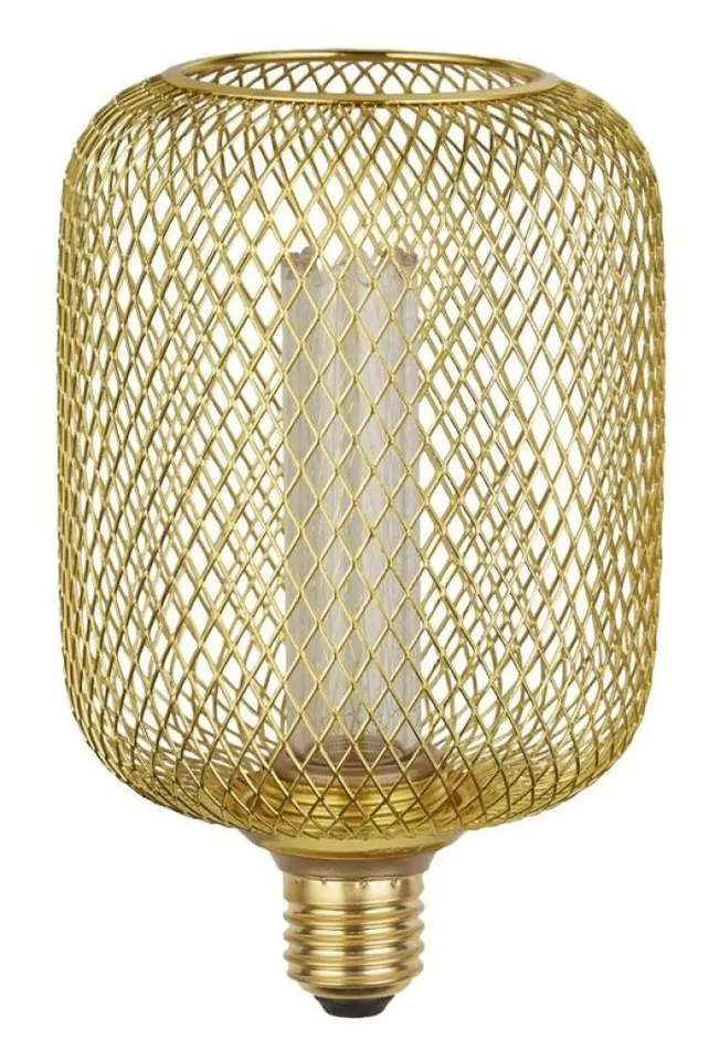 Wire Mesh Effect Drum Lamp - Gold Metal