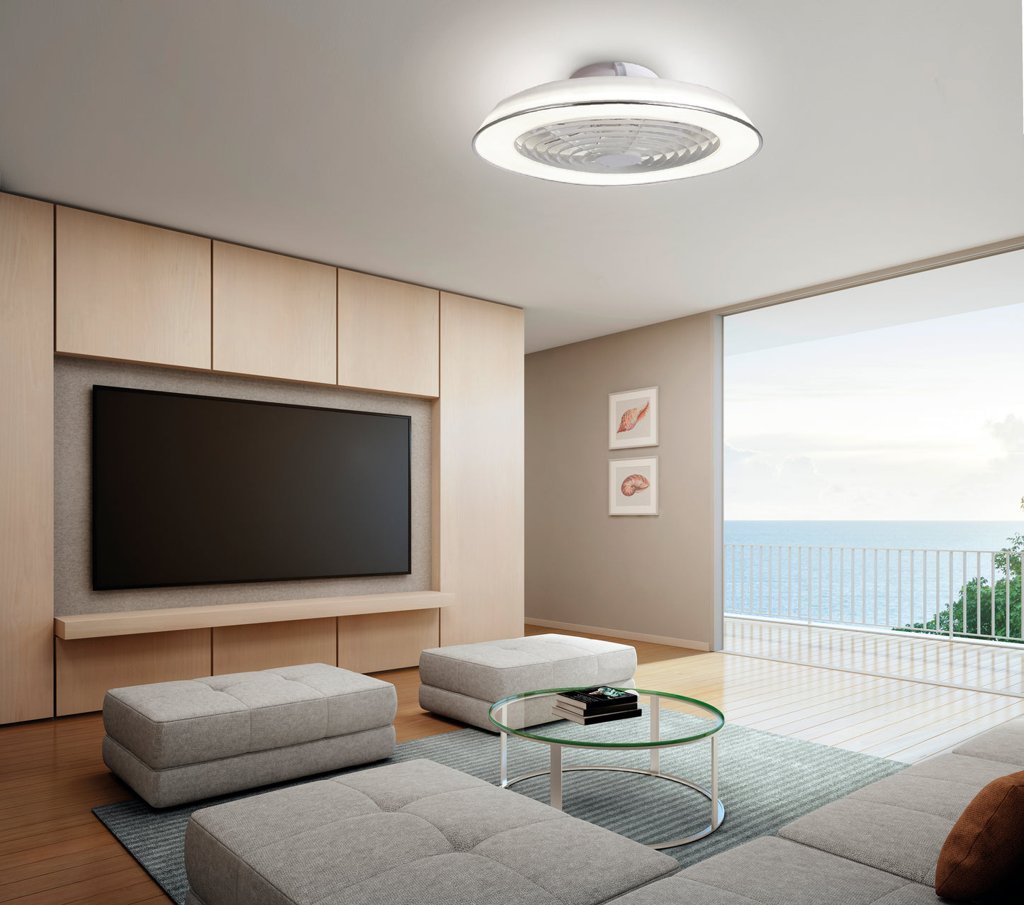 Samoa 70W LED Dimmable Ceiling Light With Built-In 35W DC Reversible Fan, White Finish c/w Remote Control, 5900lm by Mantra
