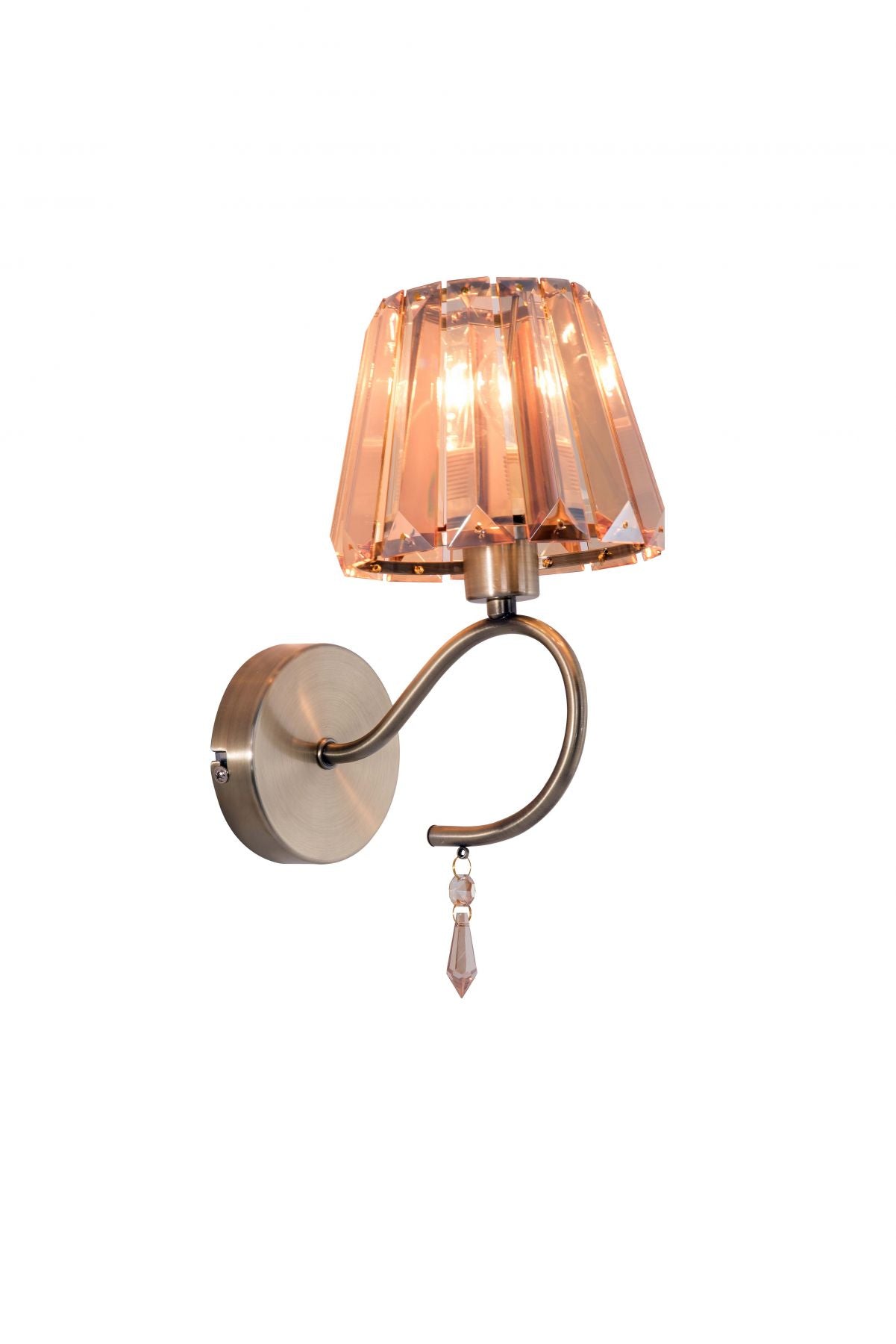 Senza 5 Light Antique Brass with Amber Crystal Shade