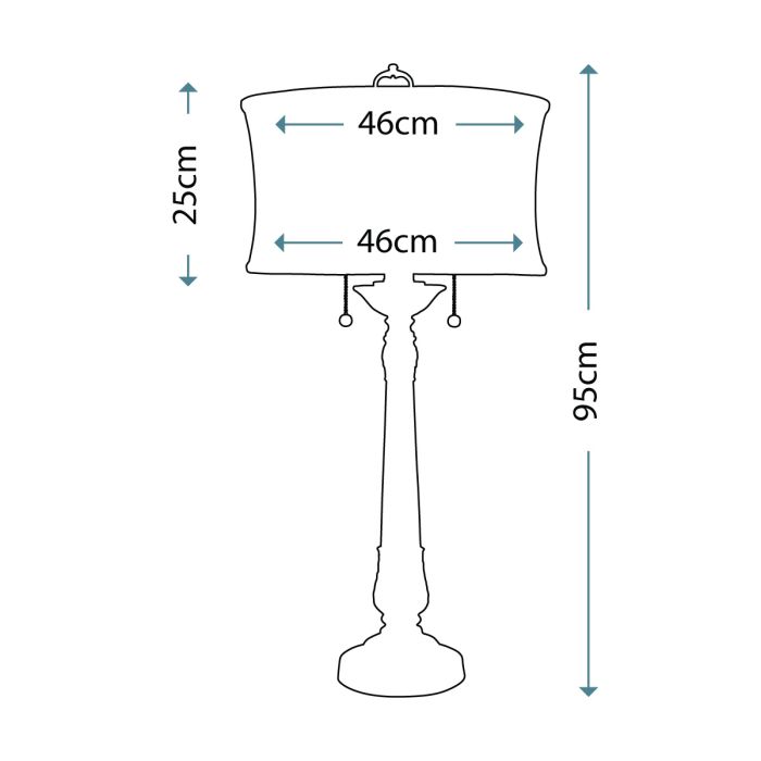 Presidential 2 Light Table Lamp - Pewter