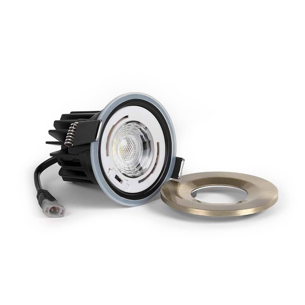 Soho Antique Brass LED Downlights, Fire Rated, Fixed, IP65, CCT Switch, High CRI, Dimmable