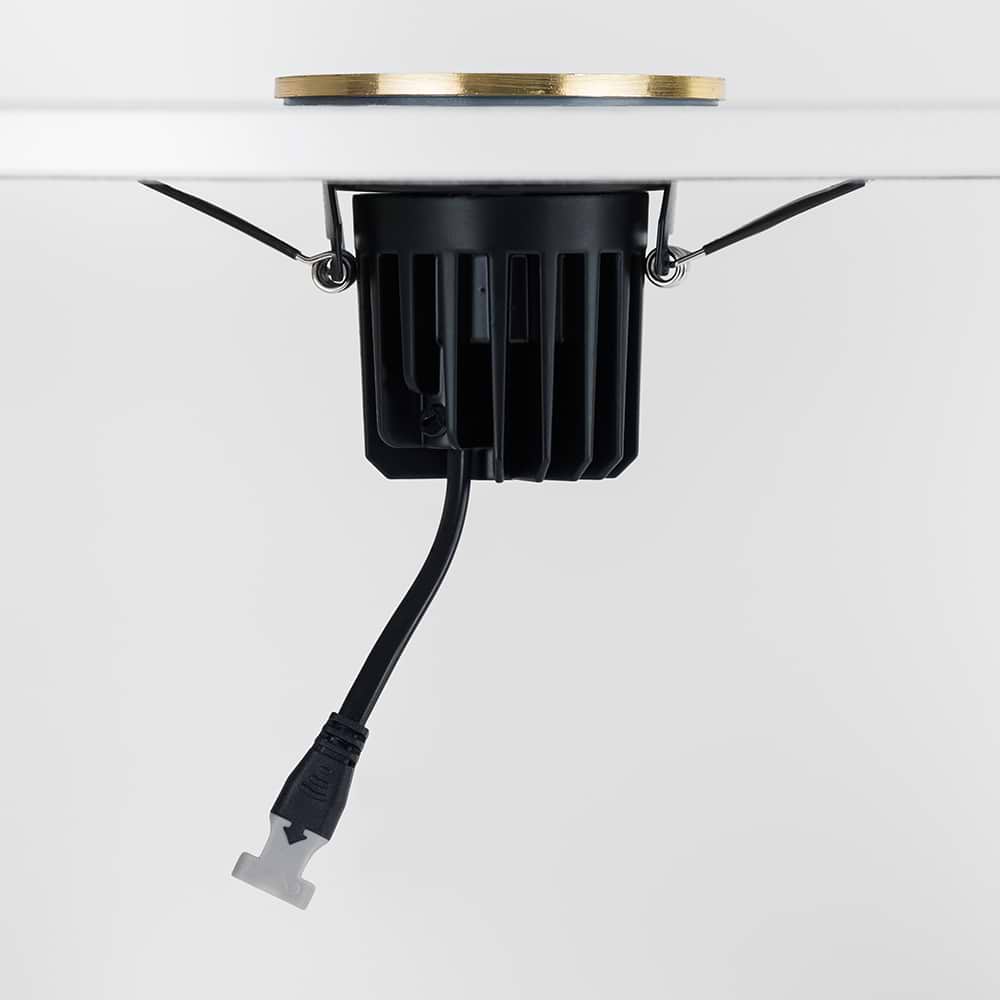Soho Brushed Brass LED Downlights, Fire Rated, Fixed, IP65, CCT Switch, High CRI, Dimmable