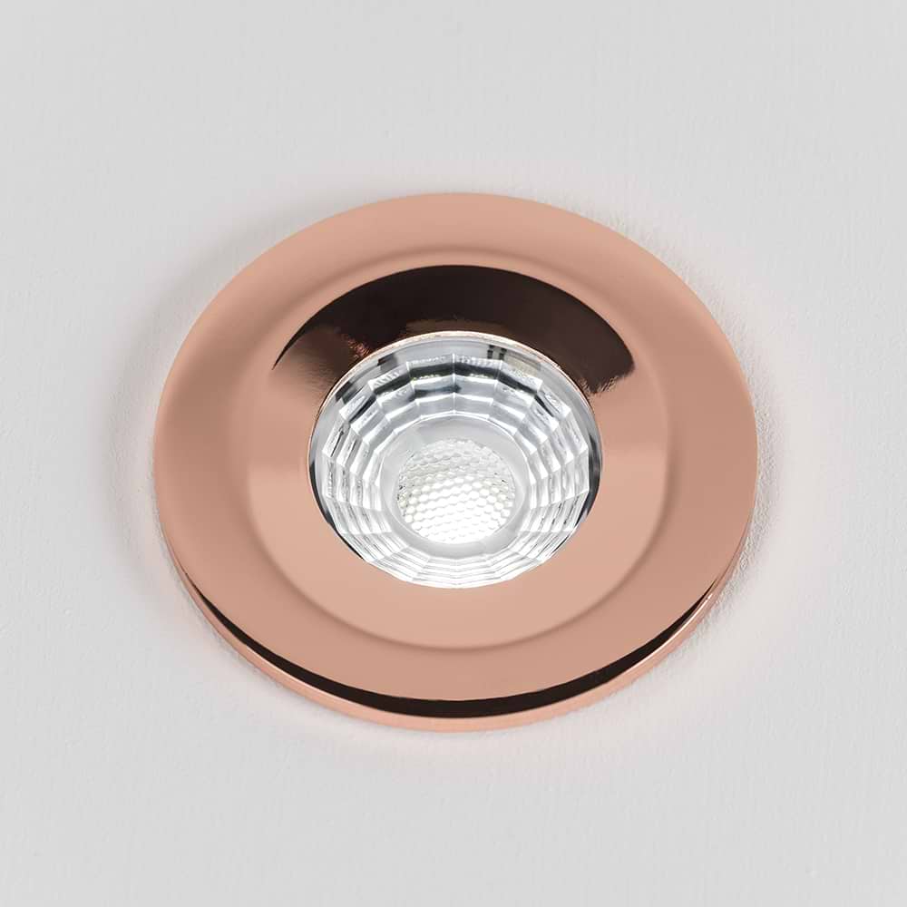 Soho Rose Gold LED Downlights, Fire Rated, Fixed, IP65, CCT Switch, High CRI, Dimmable