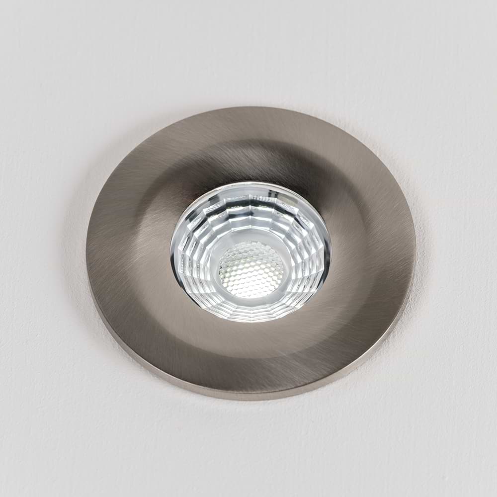 Soho Brushed Chrome LED Downlights, Fire Rated, Fixed, IP65, CCT Switch, High CRI, Dimmable