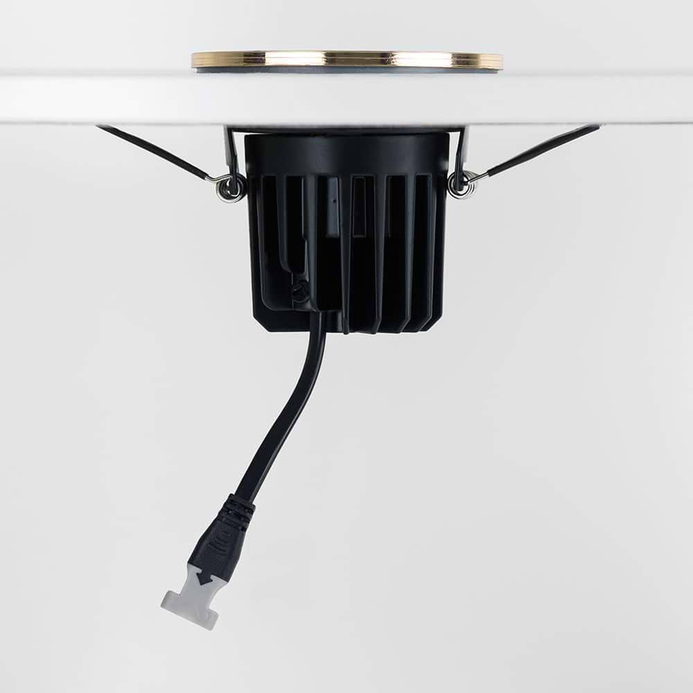 Soho Polished Brass LED Downlights, Fire Rated, Fixed, IP65, CCT Switch, High CRI, Dimmable