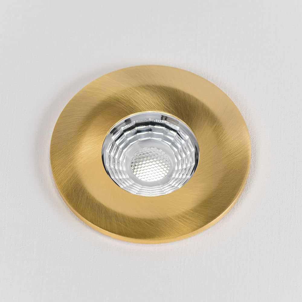 Soho Brushed Gold LED Downlights, Fire Rated, Fixed, IP65, CCT Switch, High CRI, Dimmable