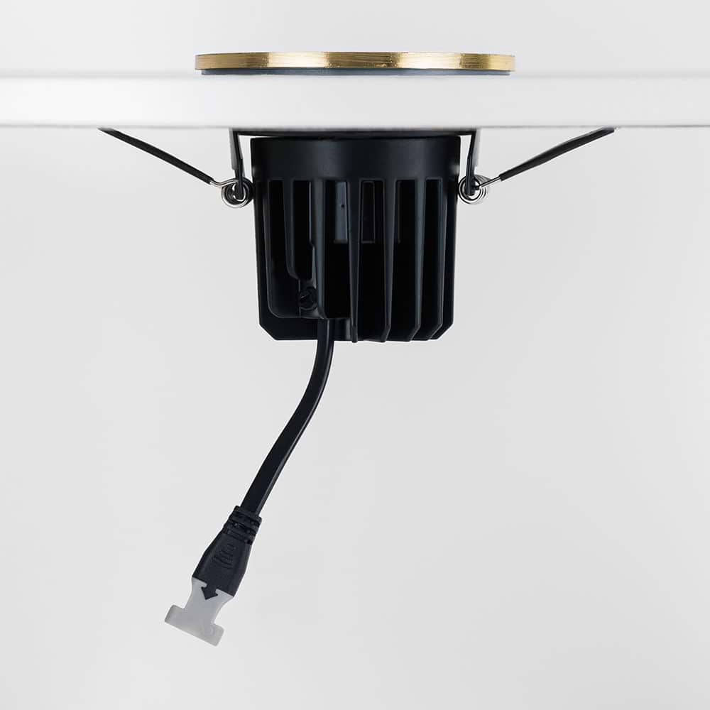 Soho Brushed Gold LED Downlights, Fire Rated, Fixed, IP65, CCT Switch, High CRI, Dimmable