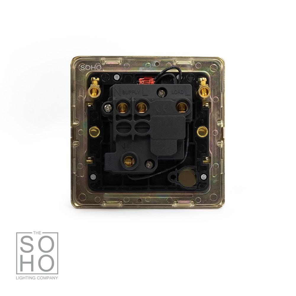The Savoy Collection Brushed Brass Fused Connection Unit (FCU) Switched with Neon 13A DP Blk Ins Screwless