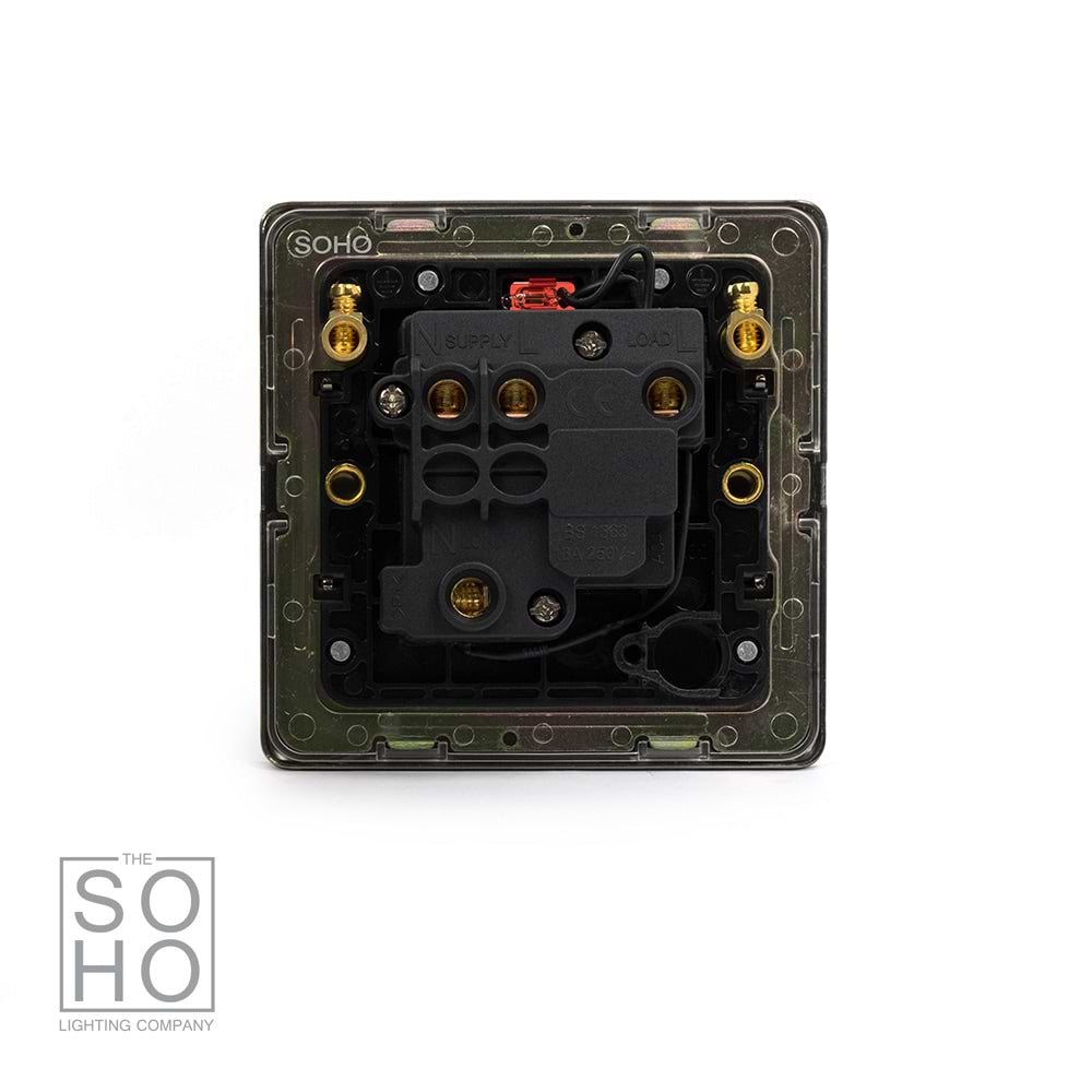 The Charterhouse Collection Fused Connection Unit (FCU) Switched with Neon 13A DP Blk Ins Screwless Antique Brass