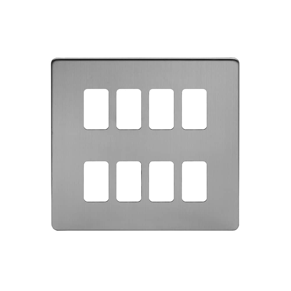 The Lombard Collection Brushed Chrome 8 Gang RM Rectangular Module Grid Switch Plate