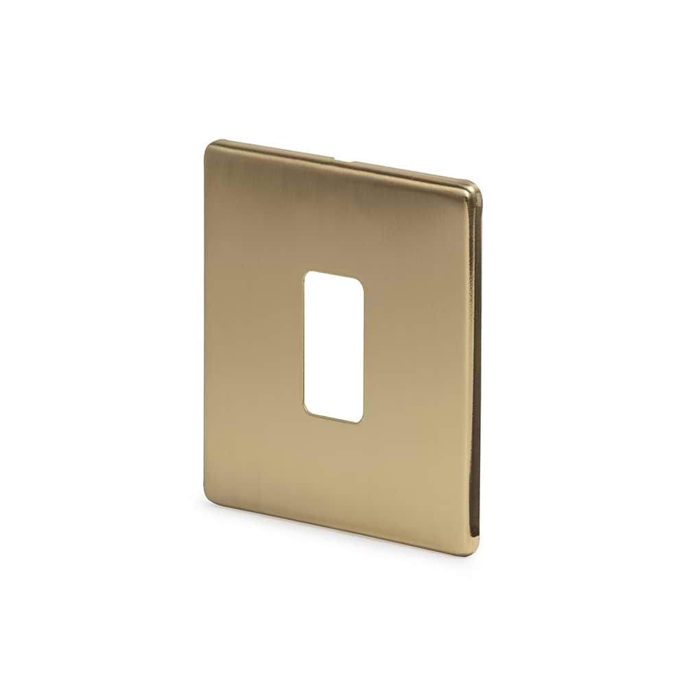 The Savoy Collection Brushed Brass 1 Gang RM Rectangular Module Grid Switch Plate