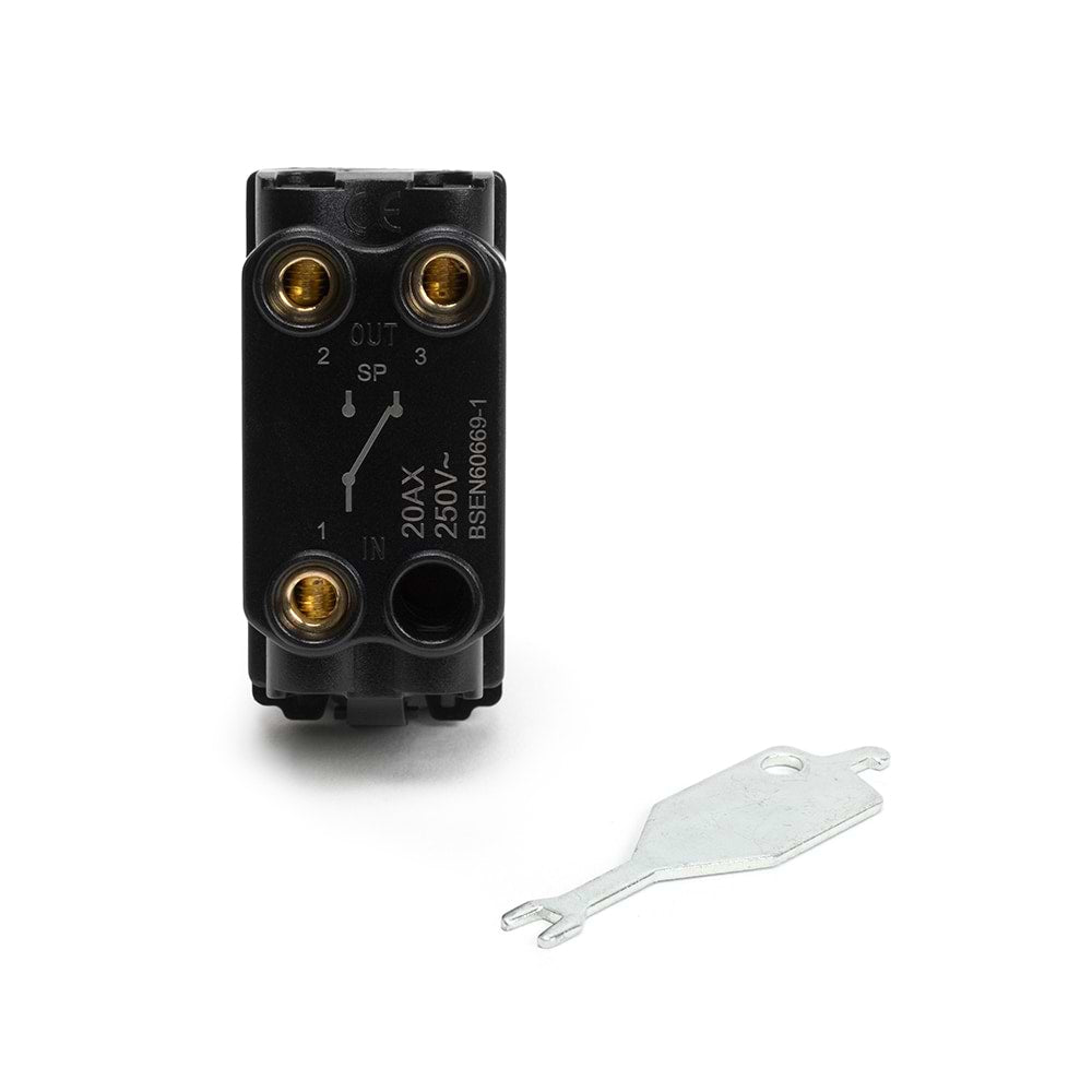 The Charterhouse Collection 20AX 2 Way Single Pole 'EMG LTG TEST' RM-Grid Switch Module Antique Brass