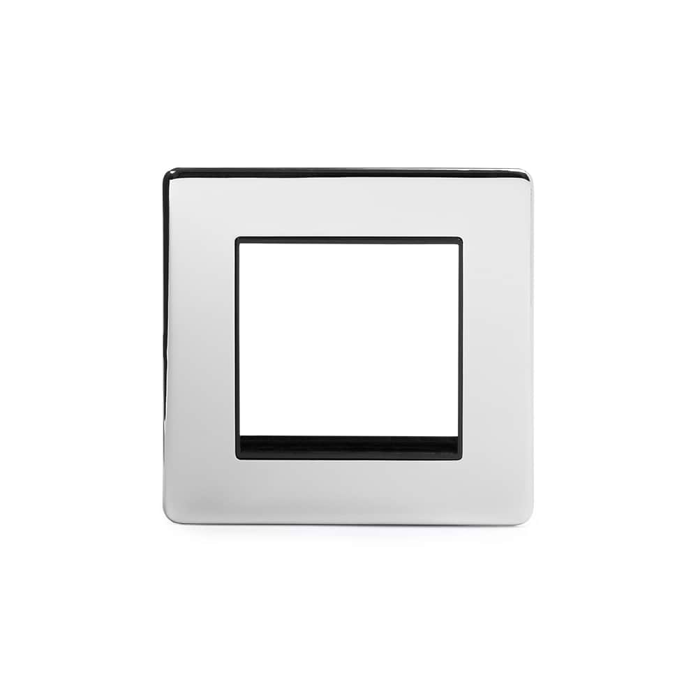 The Finsbury Collection Polished Chrome Black Insert 2 x25mm EM-Euro Module Faceplate