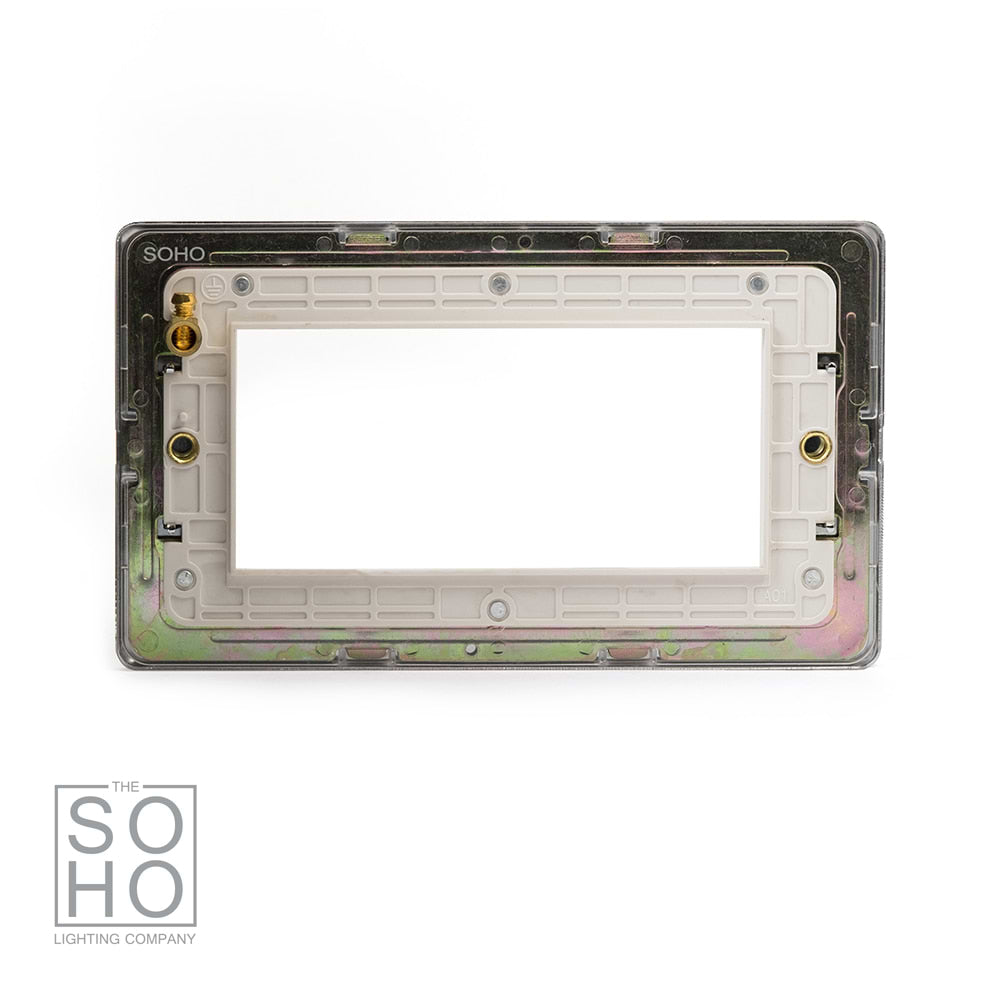 The Finsbury Collection Polished Chrome White Insert 4 x25mm EM-Euro Module Faceplate