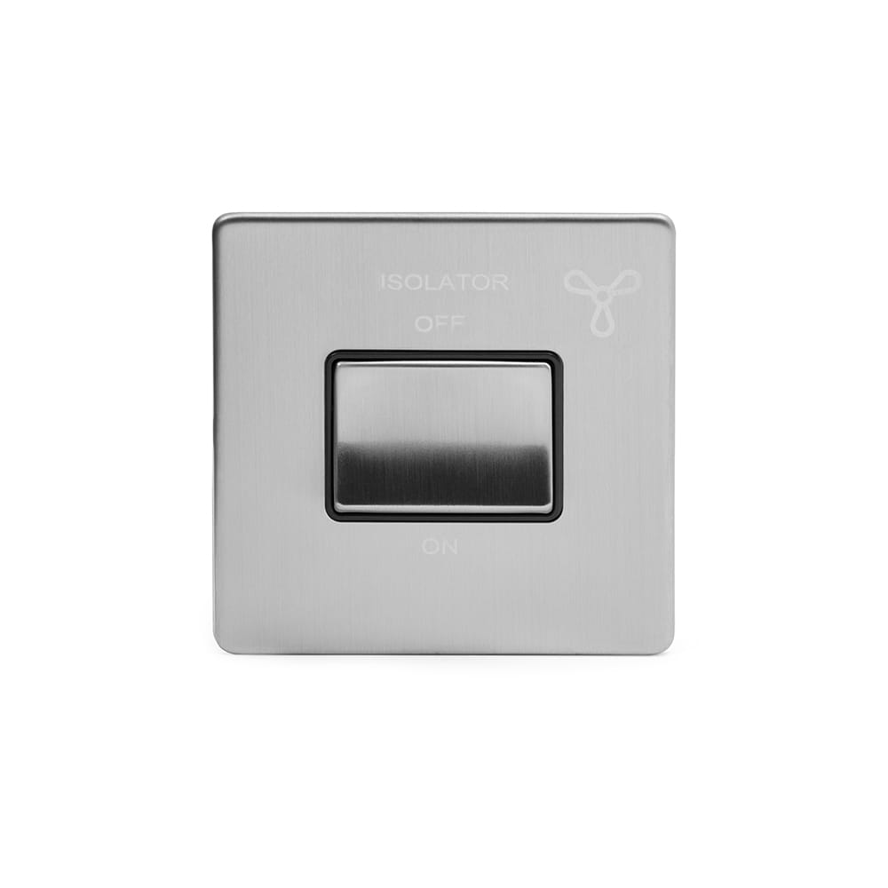 The Lombard Collection Brushed Chrome Extractor Fan Isolator Switch Black Ins Screwless