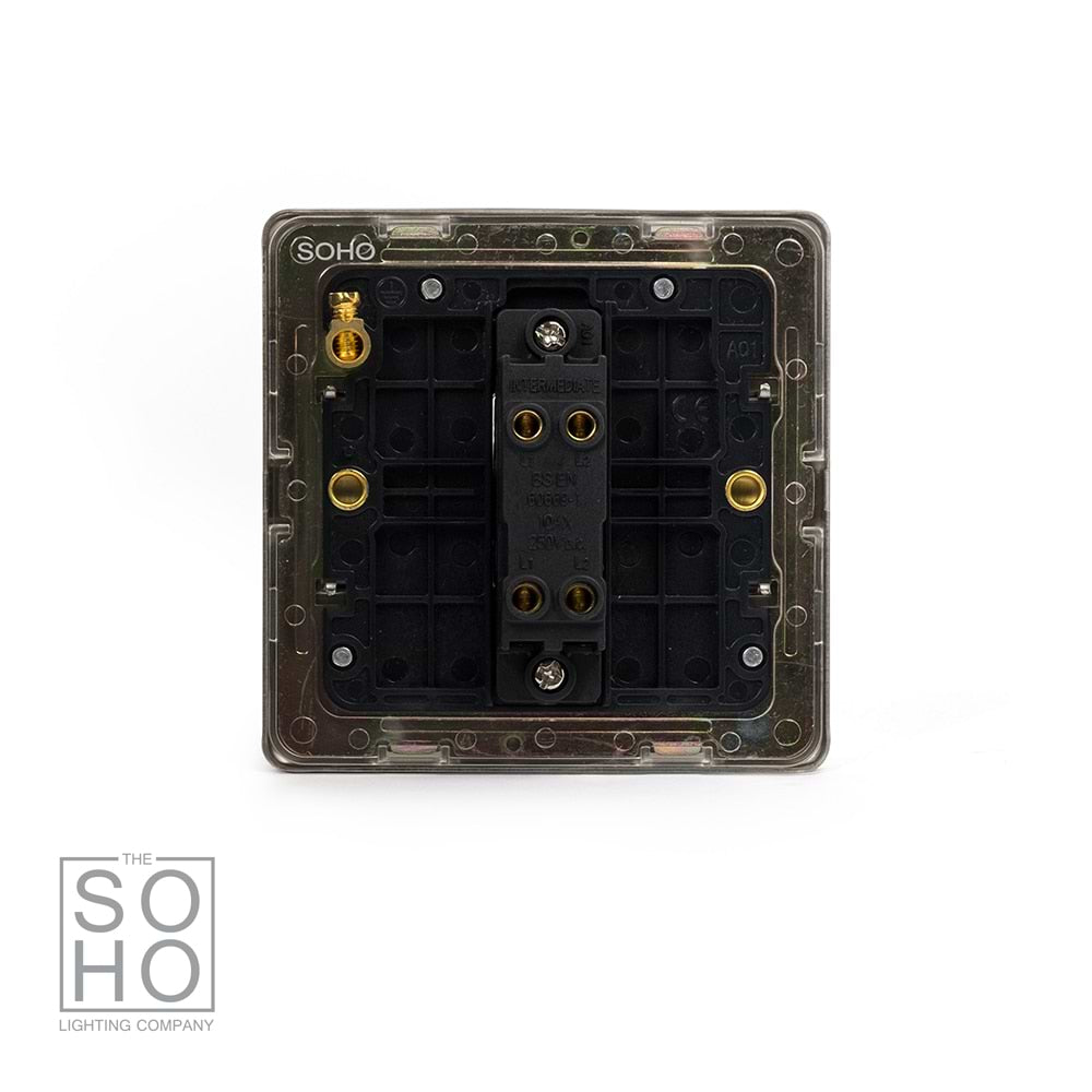 The Lombard Collection Brushed Chrome 1 Gang Intermediate Switch Black Ins 10A Screwless