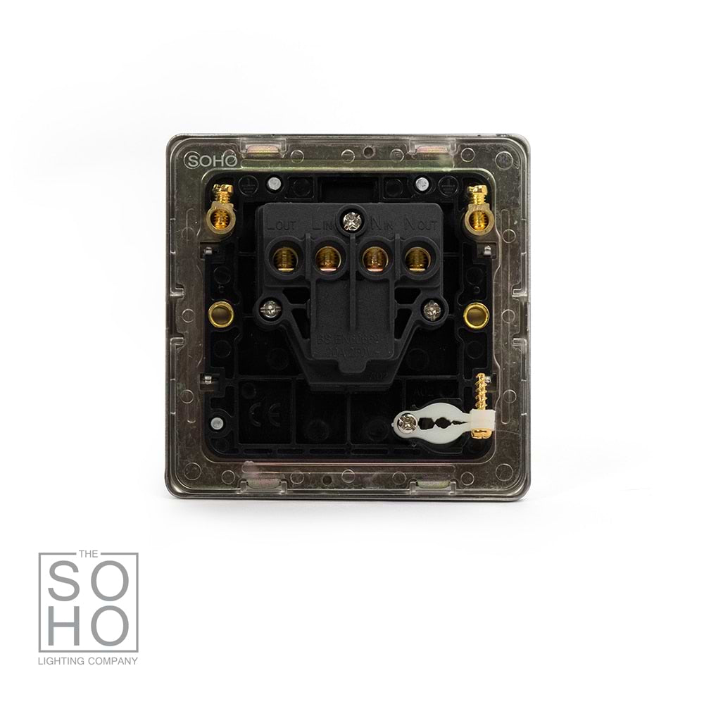 The Lombard Collection Brushed Chrome 1 Gang 20A DP Switch Flex Outlet Blk Ins Screwless