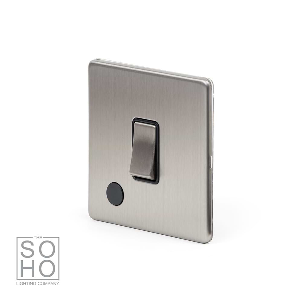 The Lombard Collection Brushed Chrome 1 Gang 20A DP Switch Flex Outlet Blk Ins Screwless