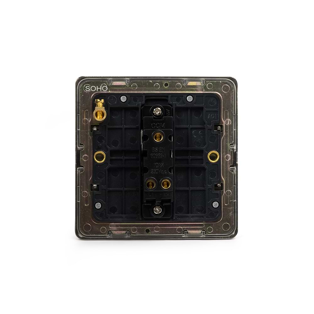 The Eton Collection Bronze 10A 1 Gang 2 Way Switch Black Inserts Screwless