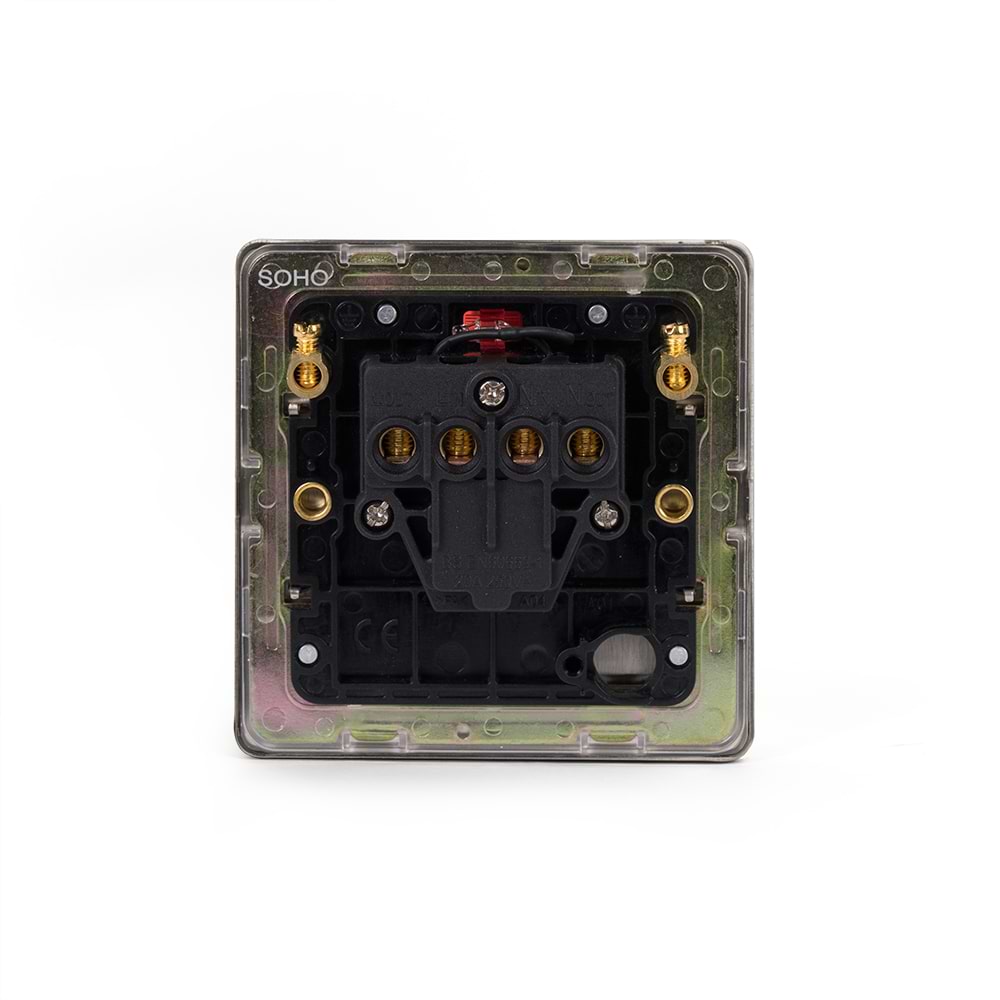The Lombard Collection Brushed Chrome 20A 1 Gang Double Pole Switch With Neon Blk Ins Screwless