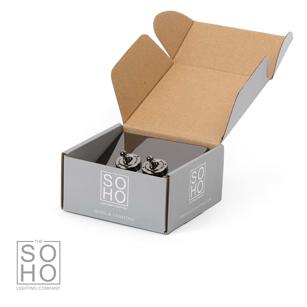 The Connaught Collection Black Nickel 2 Gang 2 Way Toggle Switch Screwless