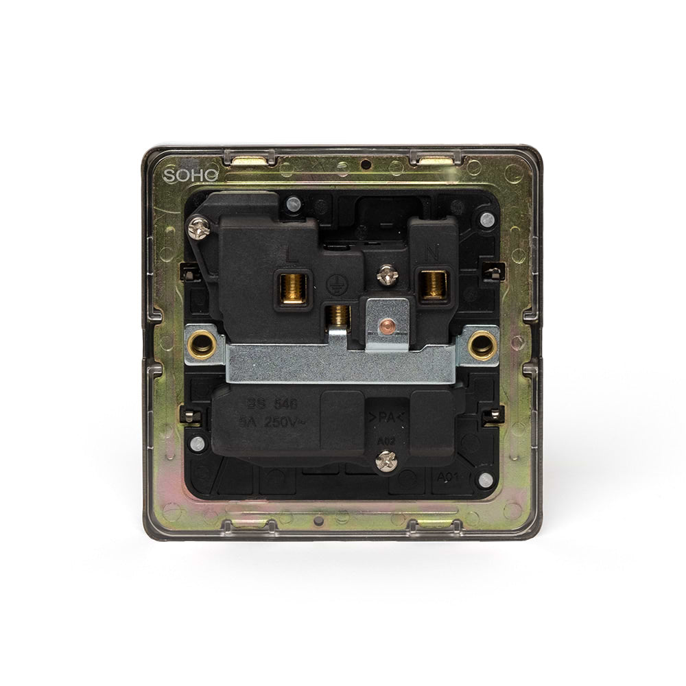 The Eton Collection Bronze 5 Amp Socket with Switch Black Ins Screwless