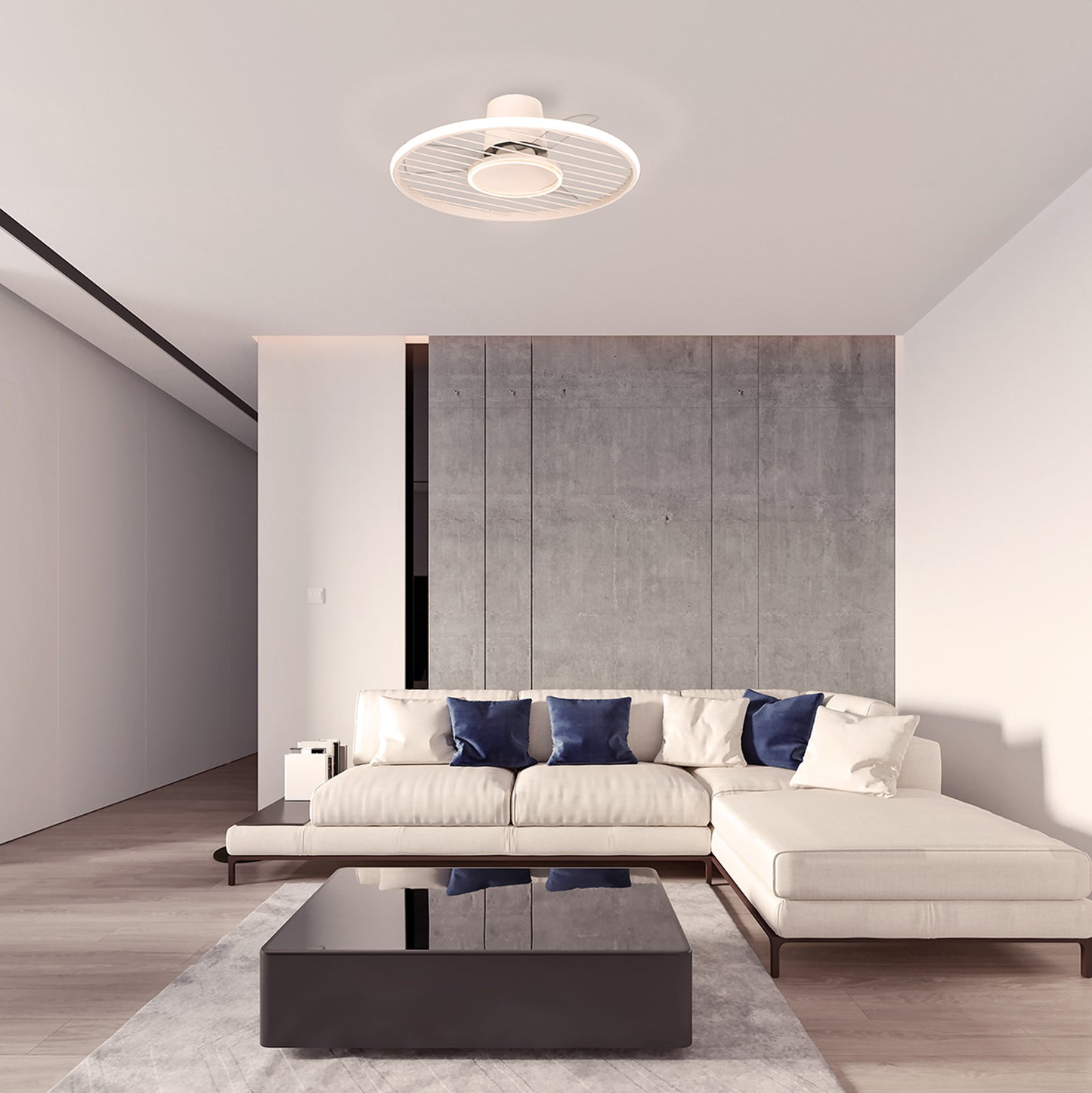 Soho 45W LED Dimmable Ceiling Light With Built-In 30W DC Fan, 2700-5000K Remote & APP Control, 3150lm, White, 5yrs Warranty by Mantra