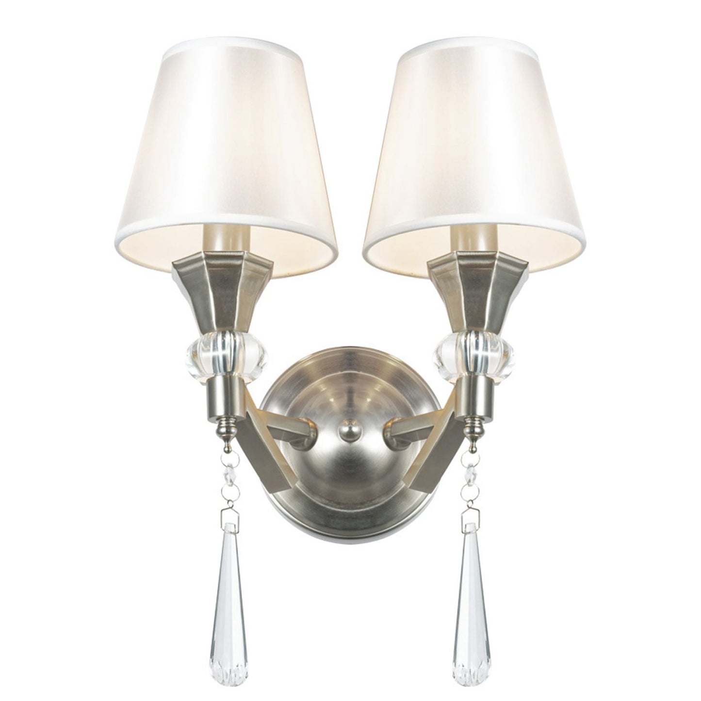 Sophia 2 Light Crystal Wall Light Satin Chrome