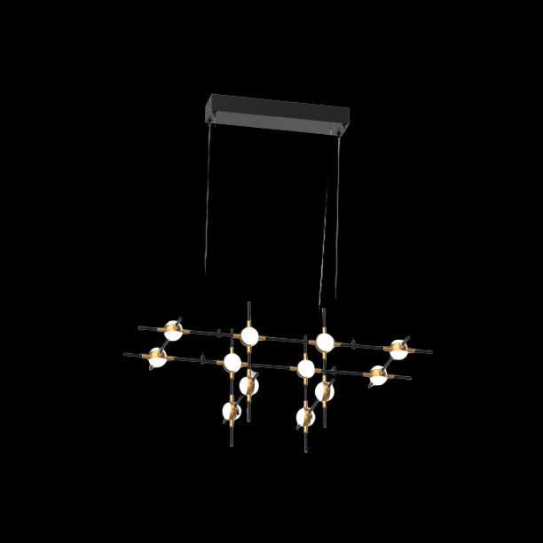 Molecular 12 Light Pendant (Black and Gold) Model H - MD18001067-12HBG