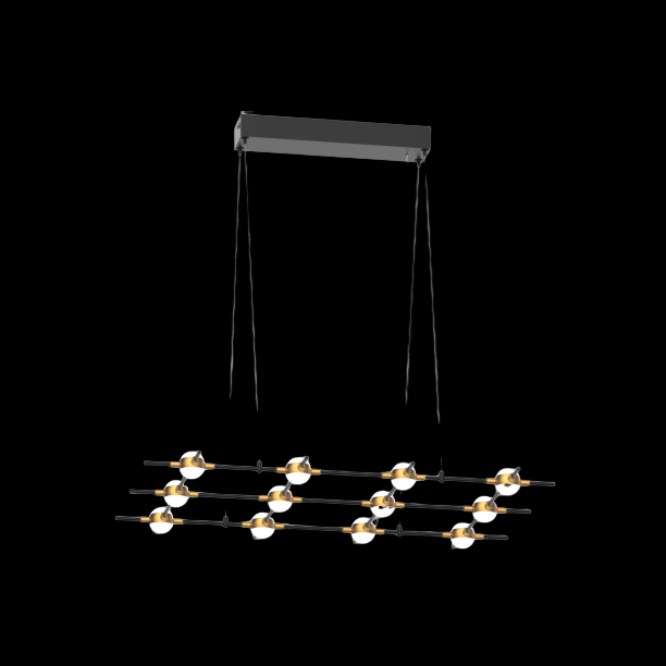 Molecular 12 Light Pendant (Black and Gold) Model N - MD18001067-12NBG