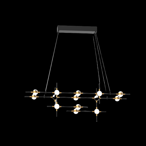 Molecular 14 Light Pendant (Black and Gold) Model E - MD18001067-14EBG