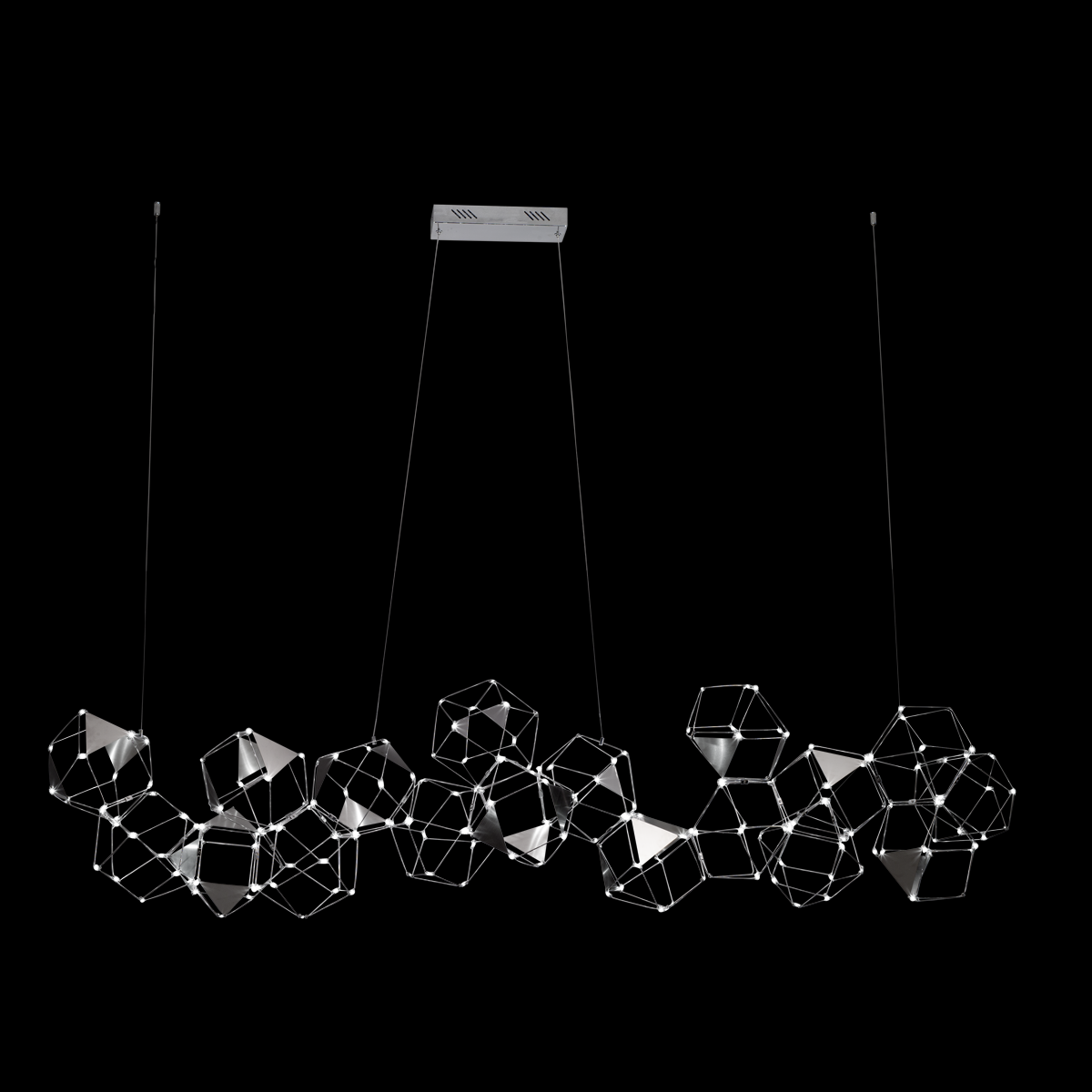 Lucciola Embellished 18 Prism Linear Pendant Stainless Steel - MD19001068-18BSS