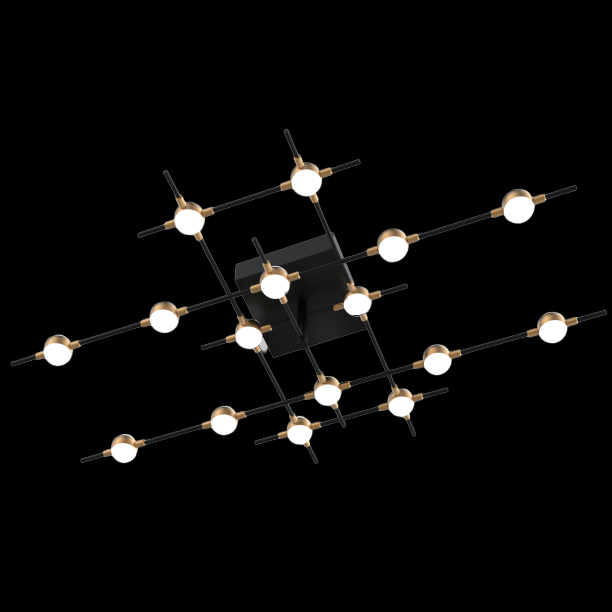 Molecular 16 Light Flush (Black and Gold) (Model C) - MX18001067-16CBG