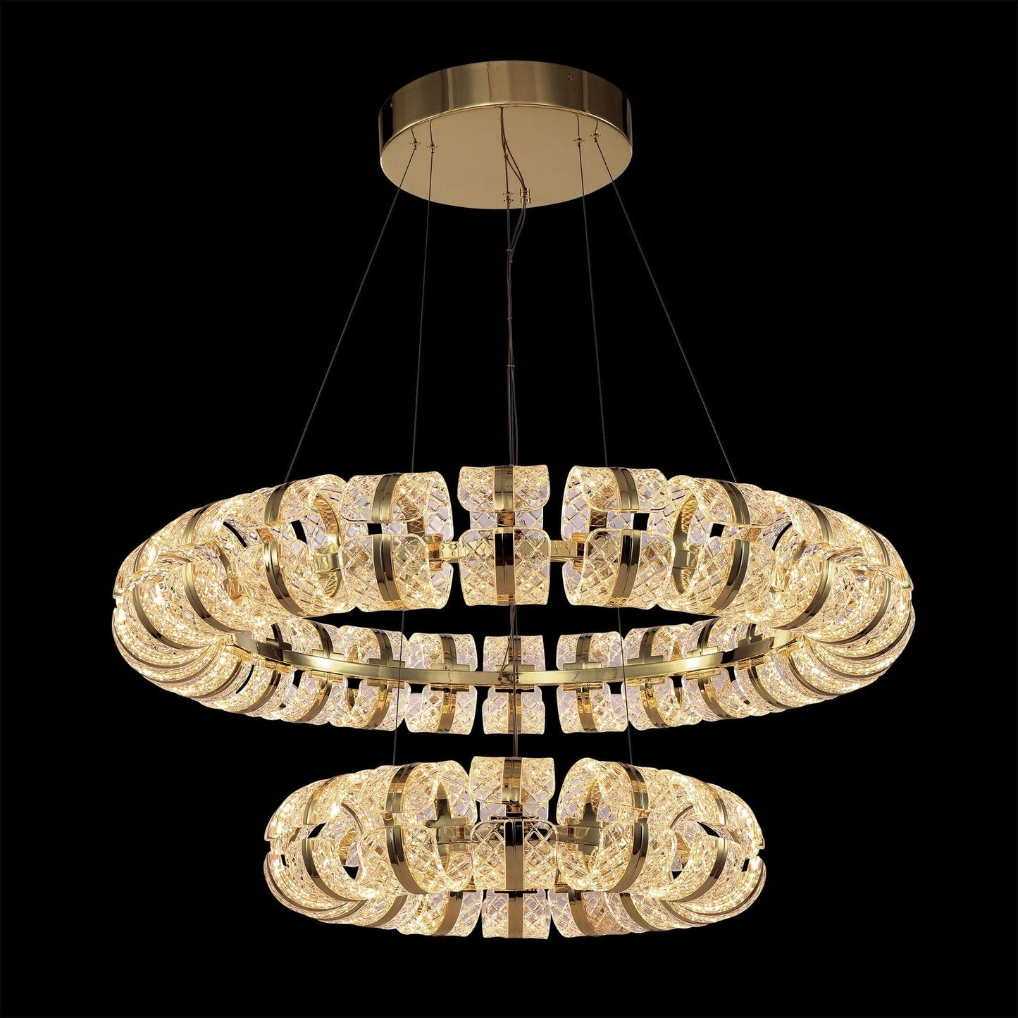 Chiaro Large Double Ring Pendant 63/103CM Diam Gold - MD22027001-DLDGOL