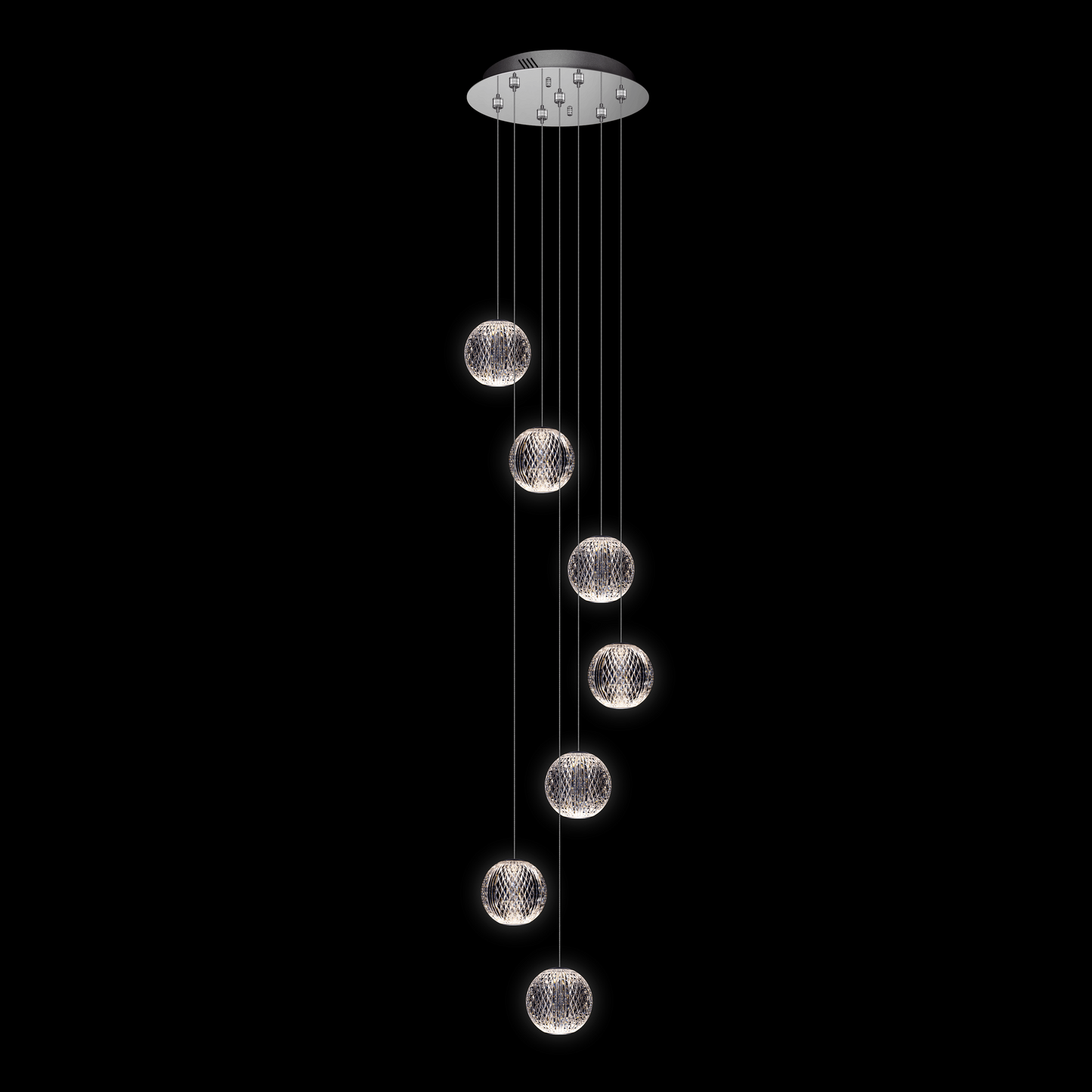Diamante 7Lt Spiral Pendant Chrome - MD20001012-7ACHR