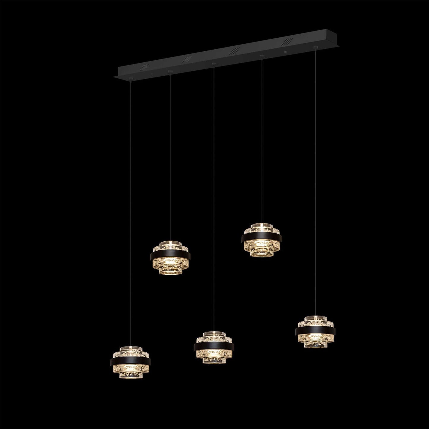 Geo LED 5Lt Bar Champagne Pendant Matt Black - MD22030002-5BMB
