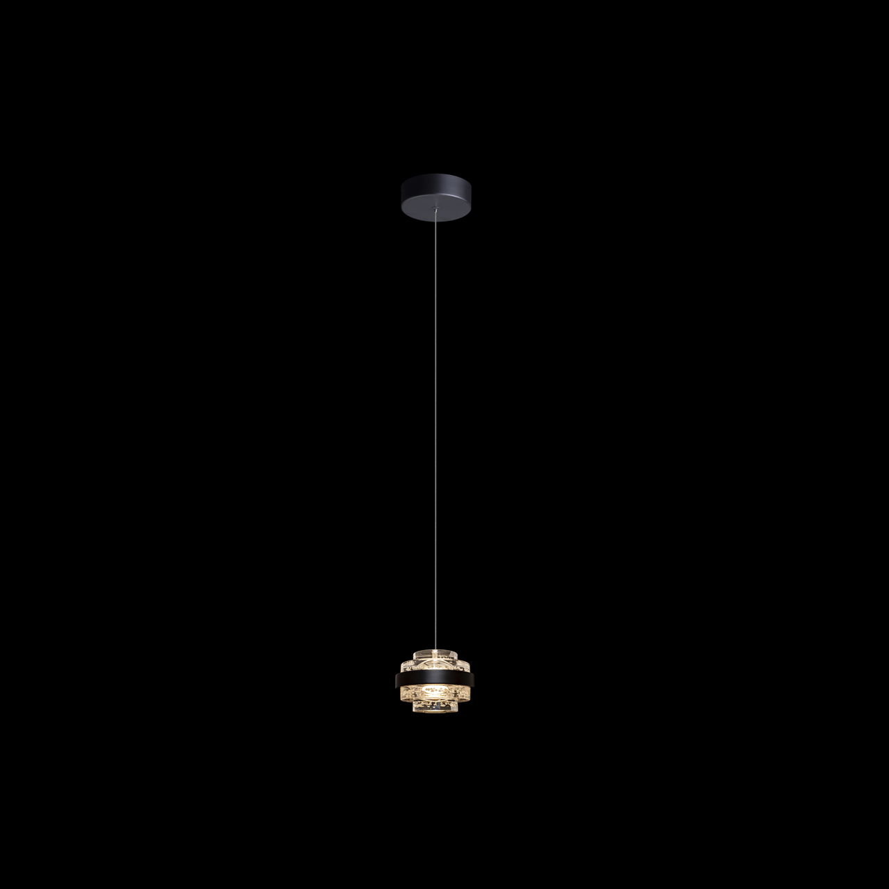 Geo LED Single Champagne Pendant Black - MD22030002-1AMB