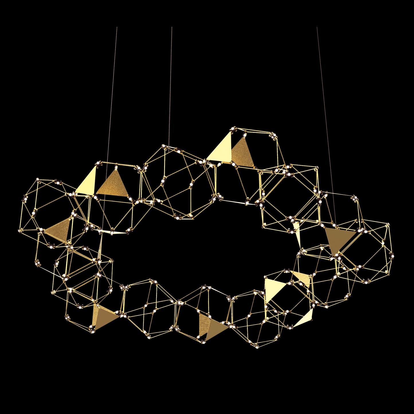 Lucciola Embellished 15 Prism Round Pendant Brass - MD19001068-15GBRS