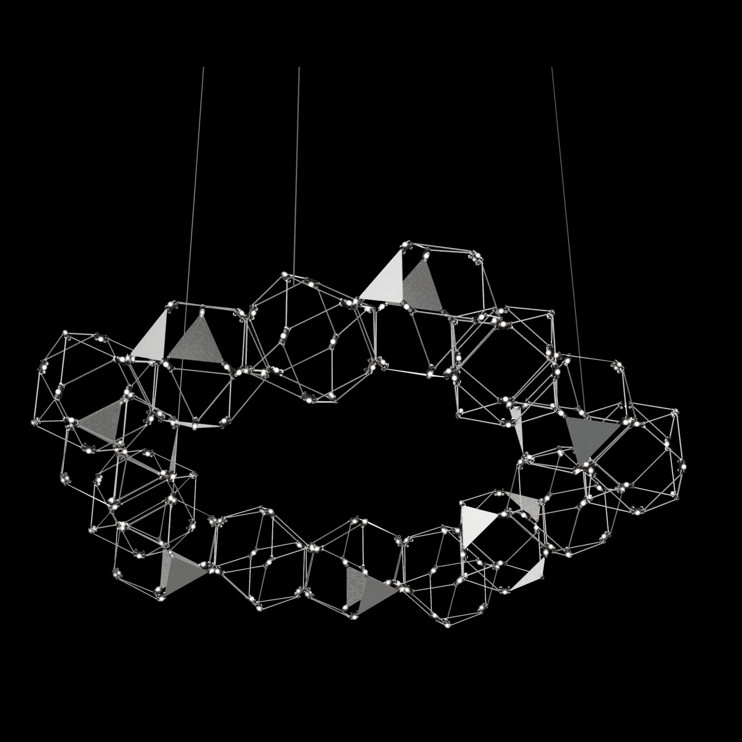 Lucciola Embellished 15 Prism Round Pendant Stainless Steel - MD19001068-15GSS