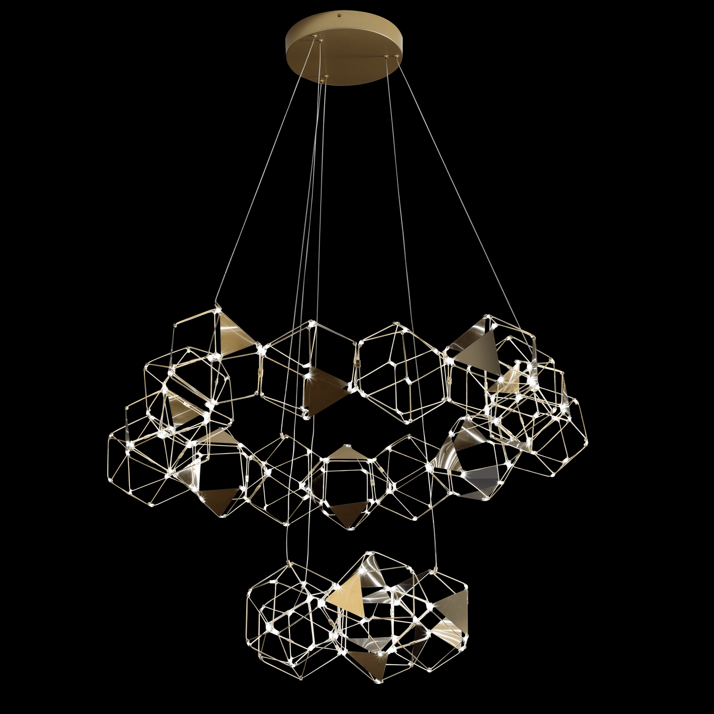 Lucciola Embellished 20 Prism 2 Tier Pendant Brass - MD19001068-20GBRS