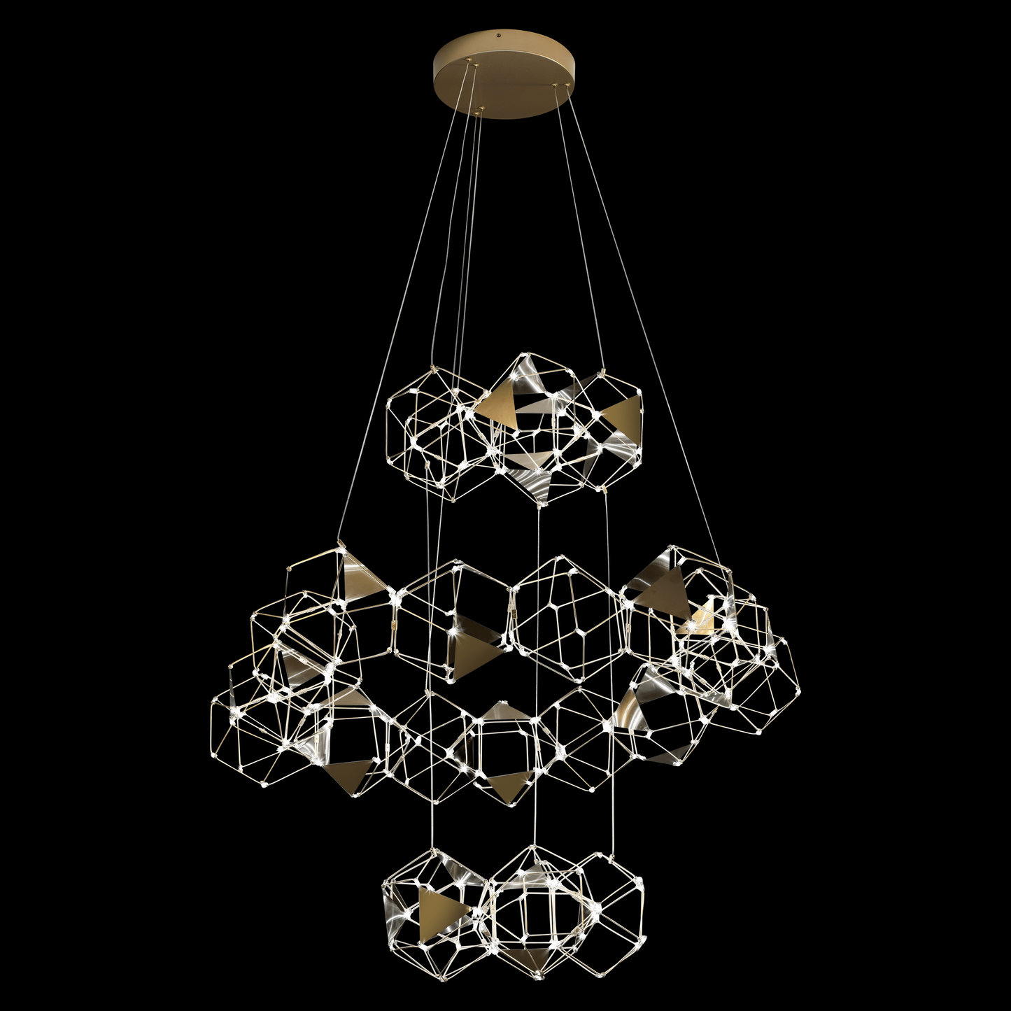 Lucciola Embellished 25 Prism 3 Tier Pendant Brass - MD19001068-25GBRS