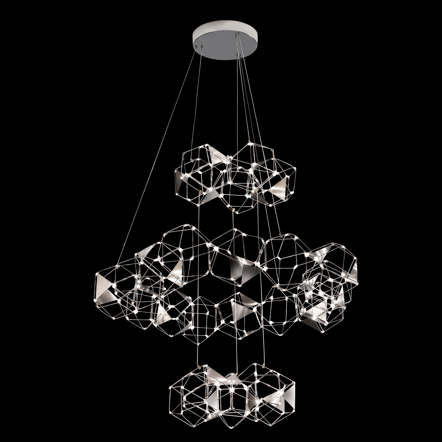Lucciola Embellished 25 Prism 3 Tier Pendant Stainless Steel - MD19001068-25GSS
