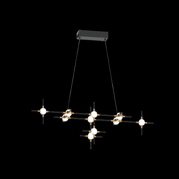 Molecular 10 Light Pendant (Black and Gold) Model E - MD18001067-10EBG