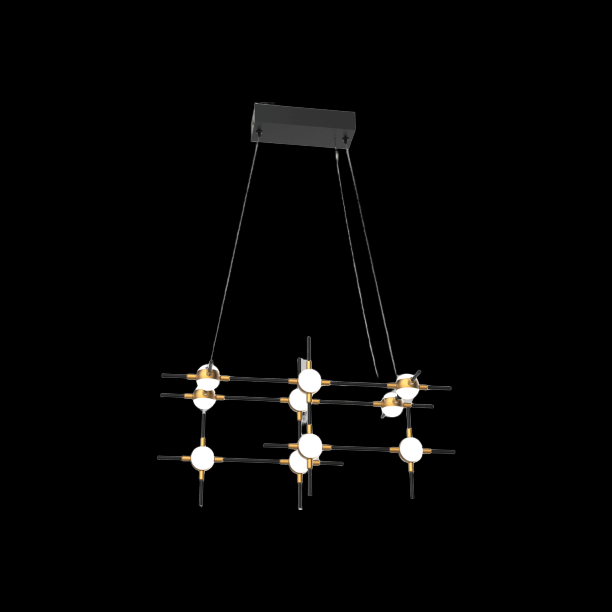 Molecular 10 Light Pendant (Black and Gold) Model F - MD18001067-10FBG