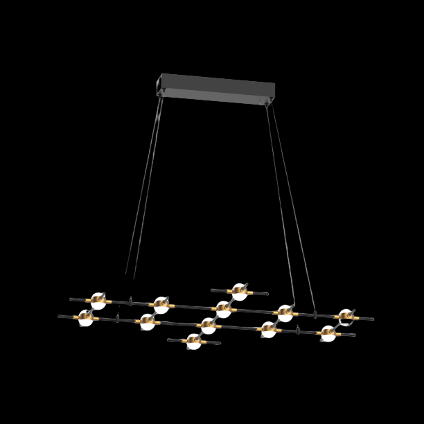 Molecular 12 Light Pendant (Black and Gold) Model M - MD18001067-12MBG