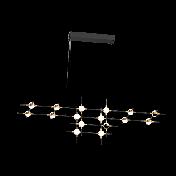 Molecular 16 Light Pendant (Black and Gold) Model B - MD18001067-16BBG