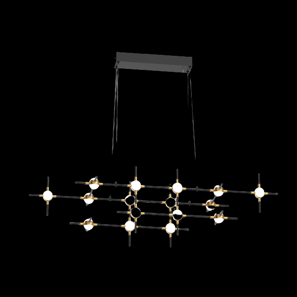 Molecular 16 Light Pendant (Black and Gold) Model E - MD18001067-16EBG