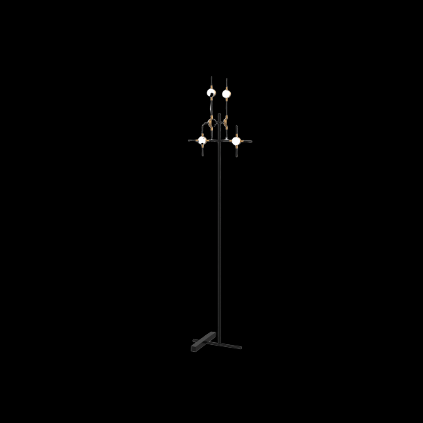Molecular 6 Light Floor Lamp (Black and Gold) Model C - ML18001067-6CBG