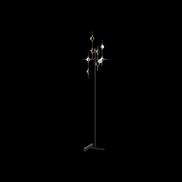 Molecular 8 Light Floor Lamp (Blac and Gold) Model A - ML18001067-8ABG