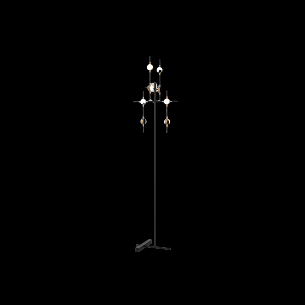 Molecular 8 Light Floor Lamp (Black and Gold) Model B - ML18001067-8BBG